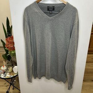Nordstrom Men's Shop Cotton Cashmere V-neck Sweater‎ XL gray Color